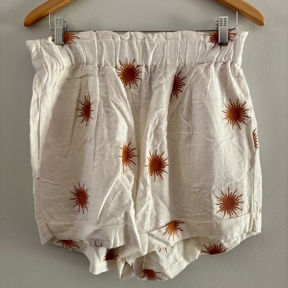 ANTHROPOLOGIE Solara Leli Shorts WomensL Sun Linen High Rise Swimwear NWT Resort